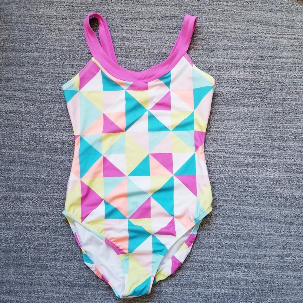 Crazy 8 One Piece Geo Neon Swimsuit, Girls Size 14
